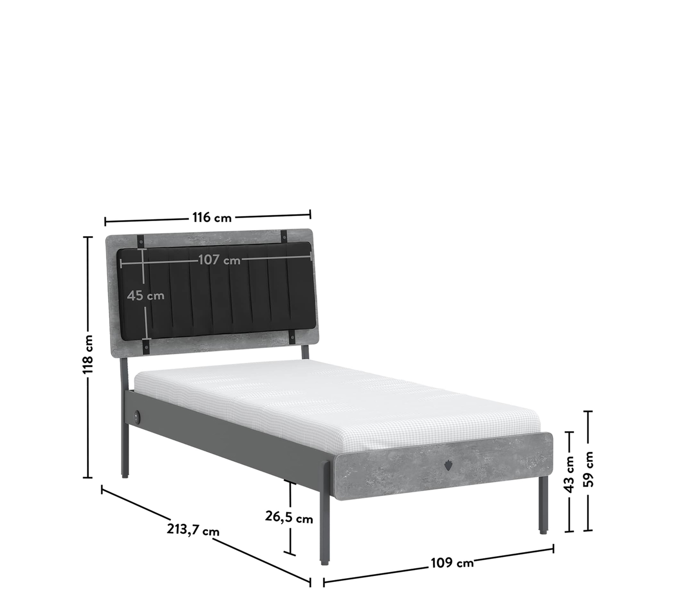Bett Space Gray  Standard, 100 x 200 cm 9