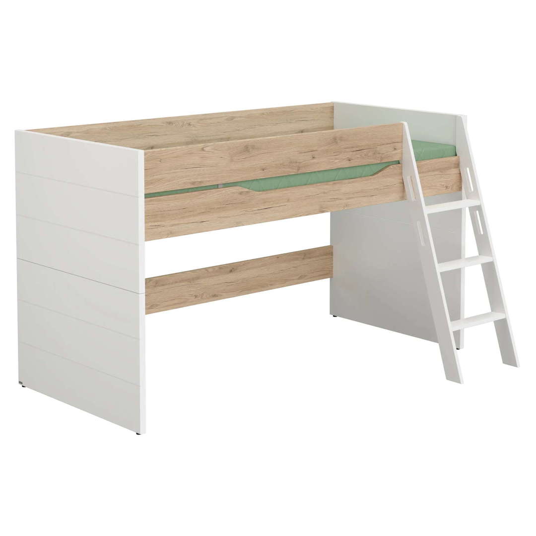 Halbhohes Bett Fionn mit Schrägleiter, 90 x 200 cm