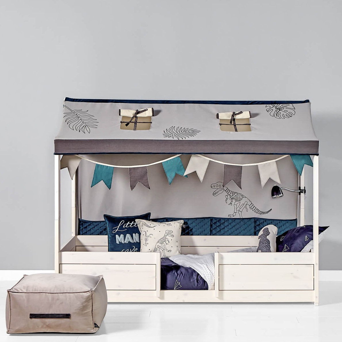 4 in 1 Bett mit Dachkonstruktion Deluxe Lattenrost, Weiss lasiert #2