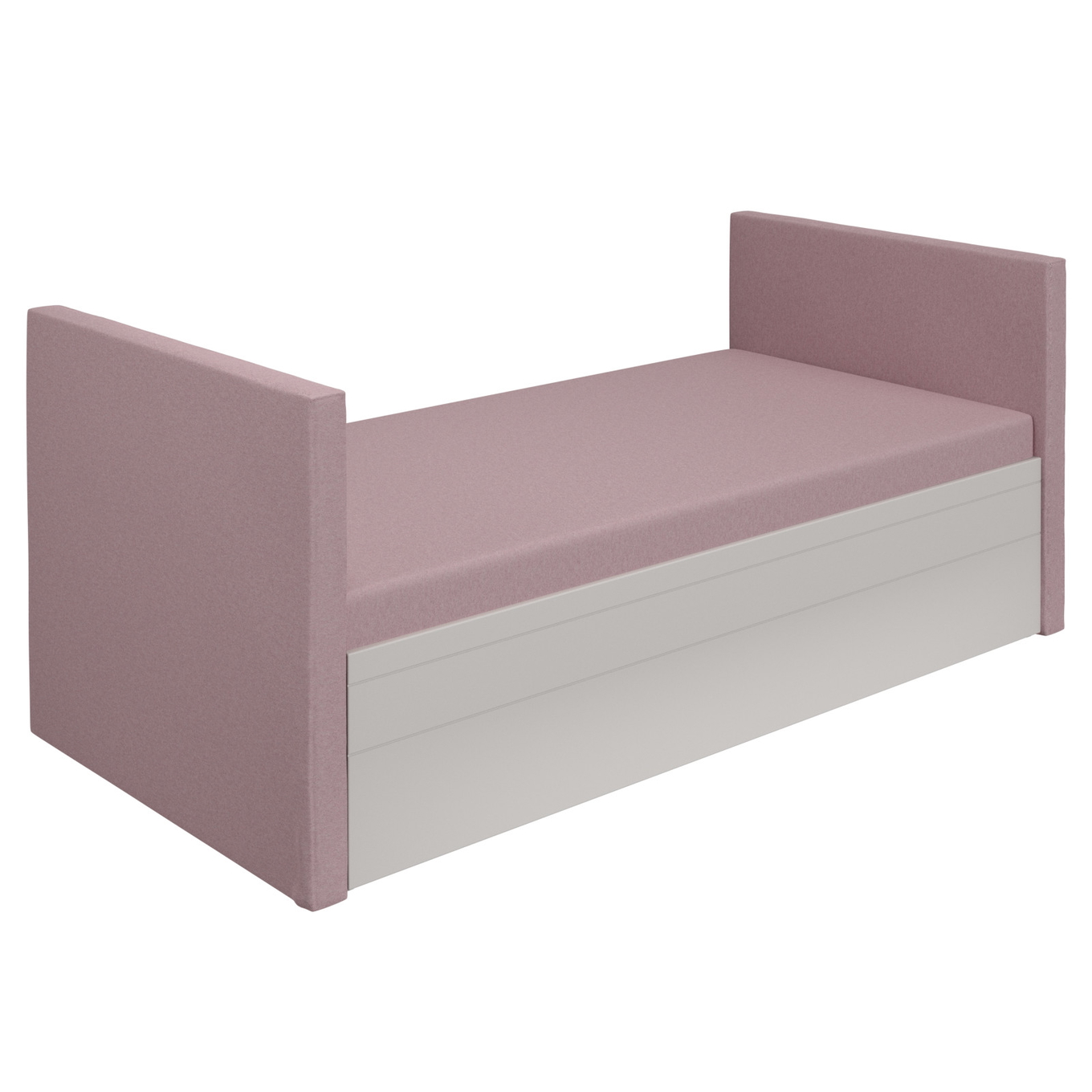Bett Flynn mit 2 gepolsterten Betthäuptern Grau, Dunkelrosa