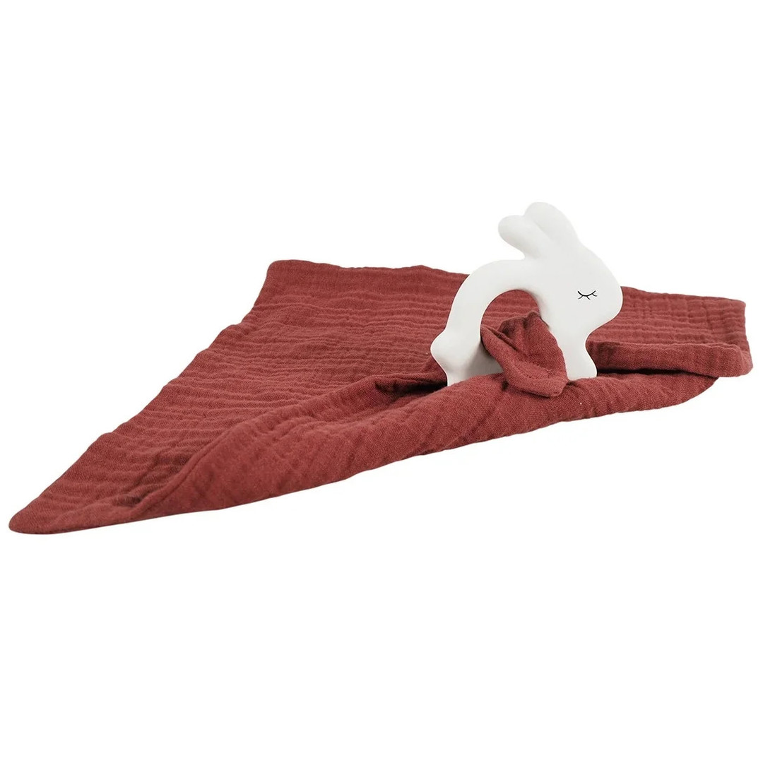 Beissring Hase mit Schmusetuch Rost