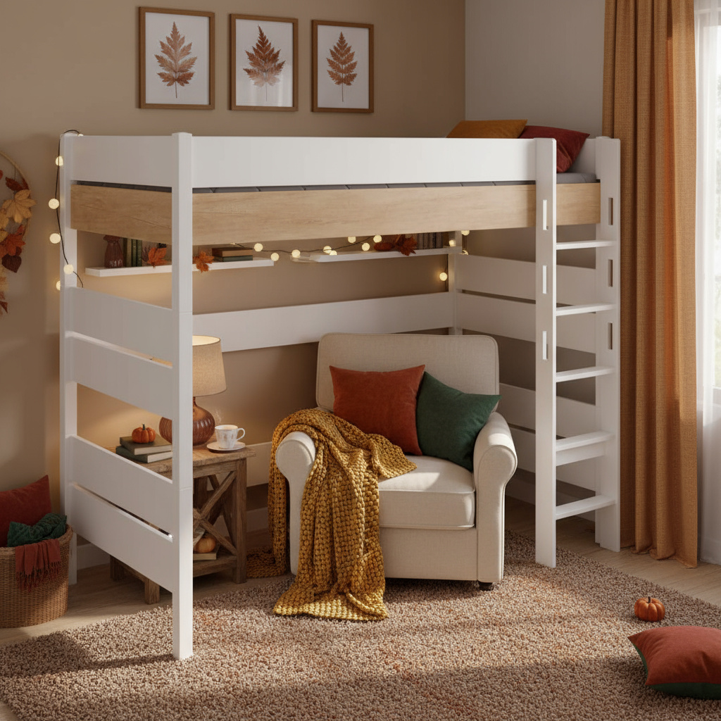 Hochbett Kira Nebraska mit gerader Leiter, 90 x 200 cm 5