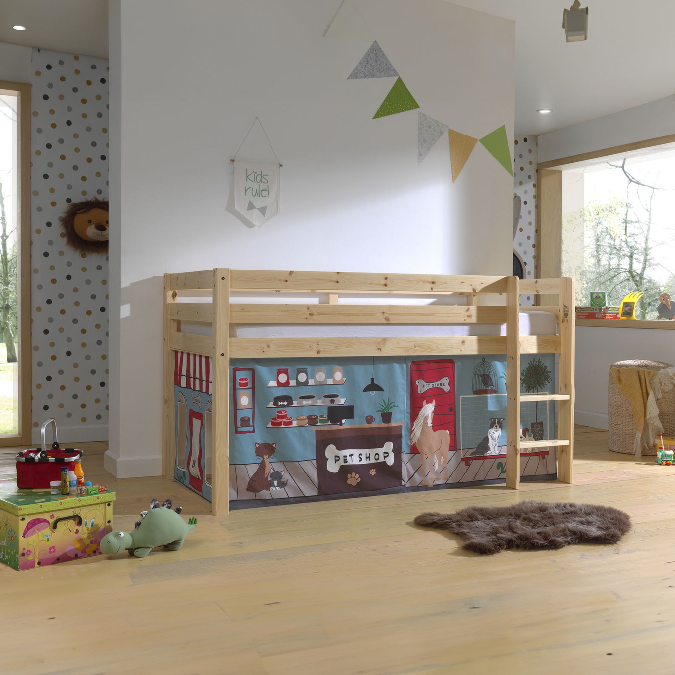 Halbhohes Bett Pets Holz #2