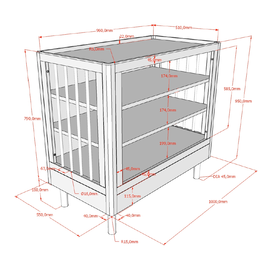 Babyzimmer Forrest Eiche 3-teilig Set C 15