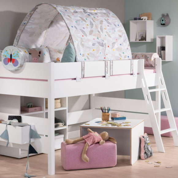 Halbhohes Bett Ylvie mit Schrägleiter, Weiss, 90 x 200 cm #2