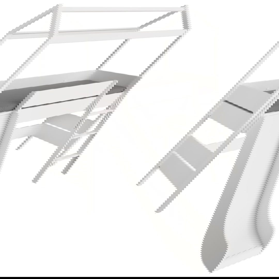 Halbhohes Bett Tiny House mit Schrägleiter und Rutsche