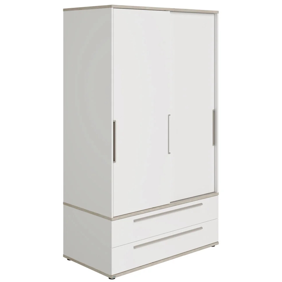 Kleiderschrank Carlo mit Schiebetüren Schmal Front Weiss