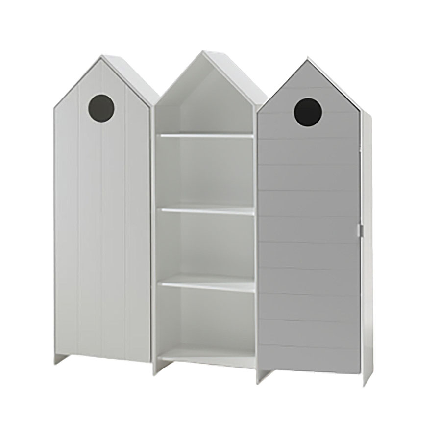 Regalschrank Casami 3-teilig Set Weiss, Grau