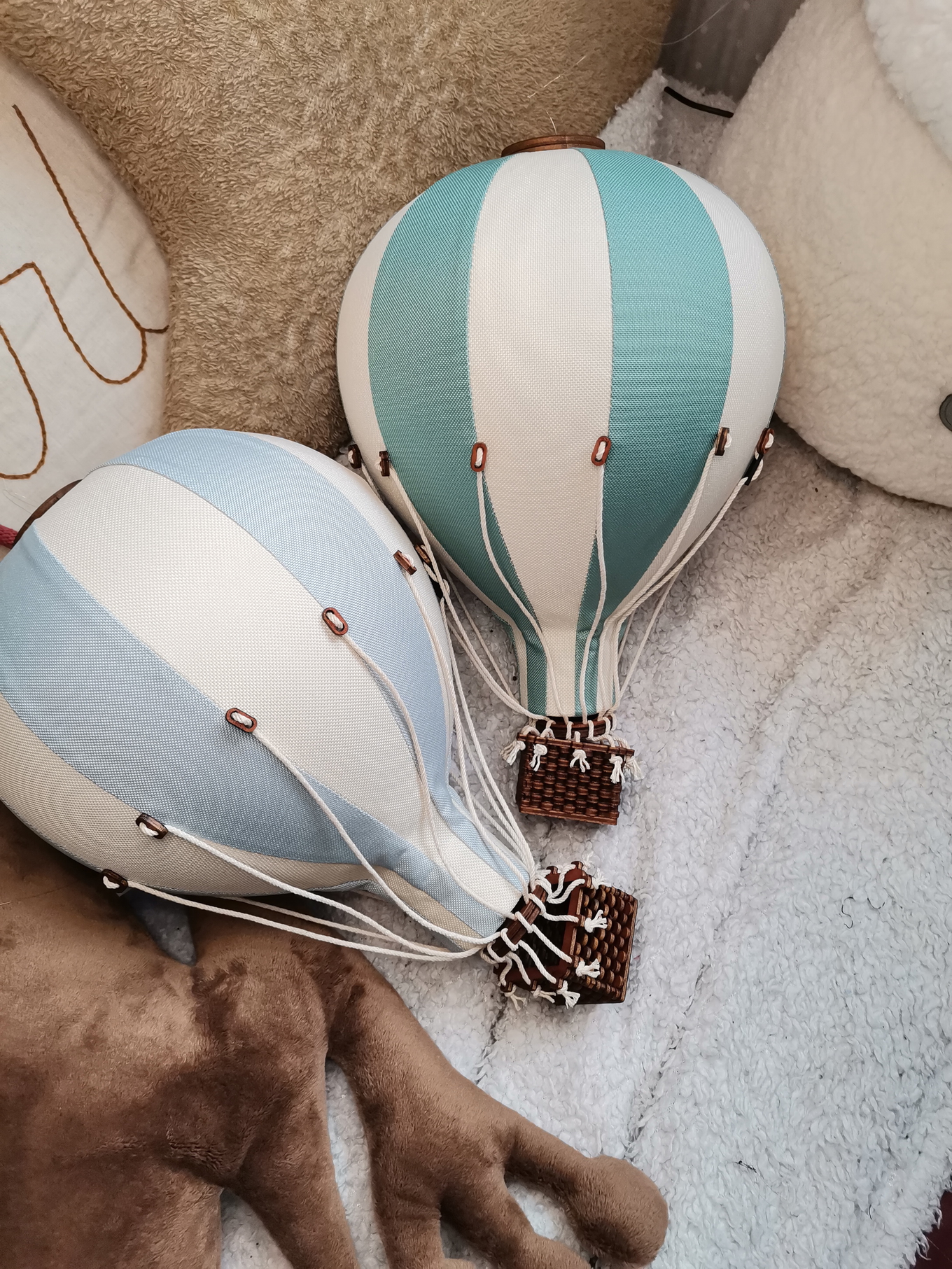 Deko Heissluftballon Beige Grün S 3