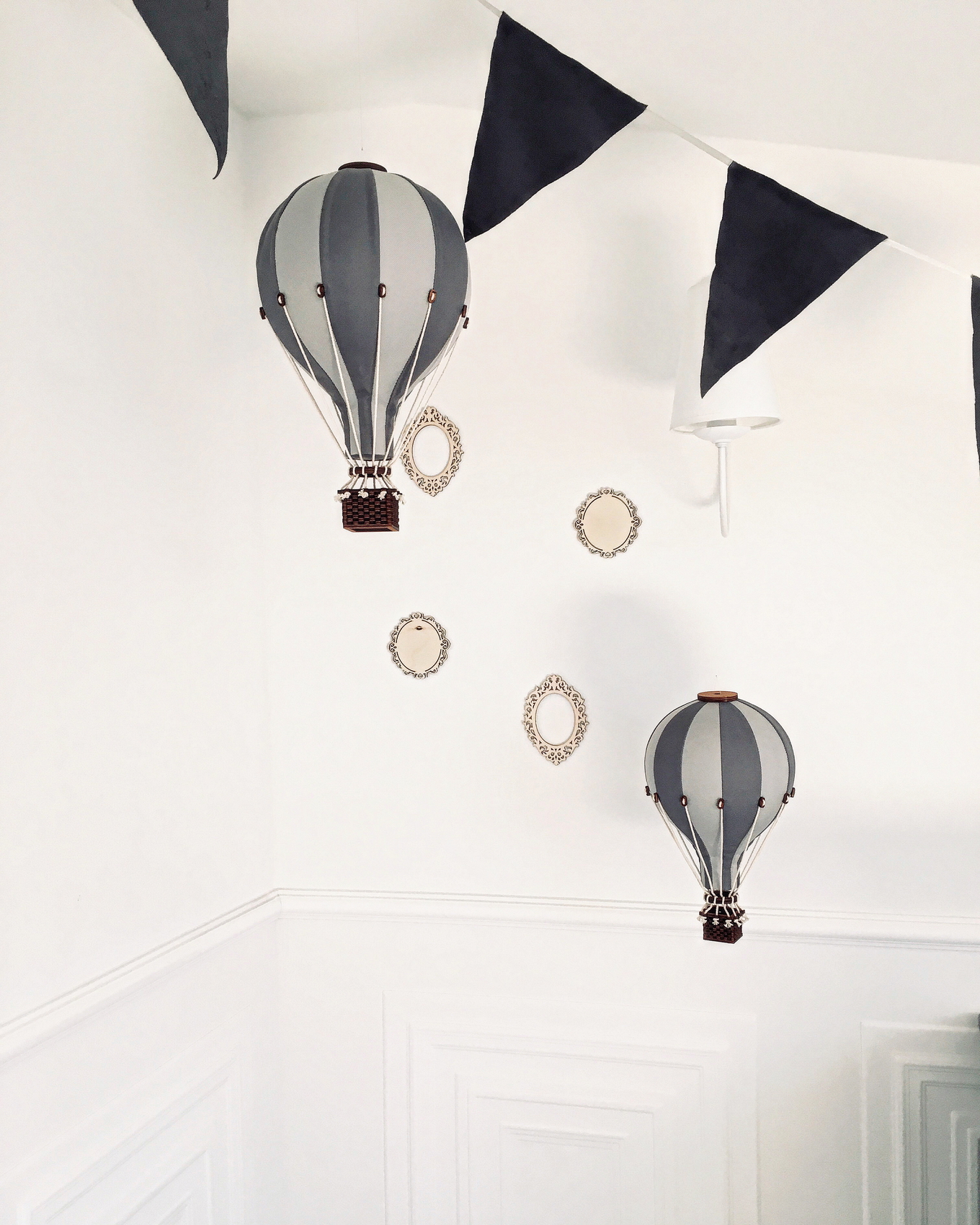 Deko Heissluftballon Weiss Dunkelgrau S 6