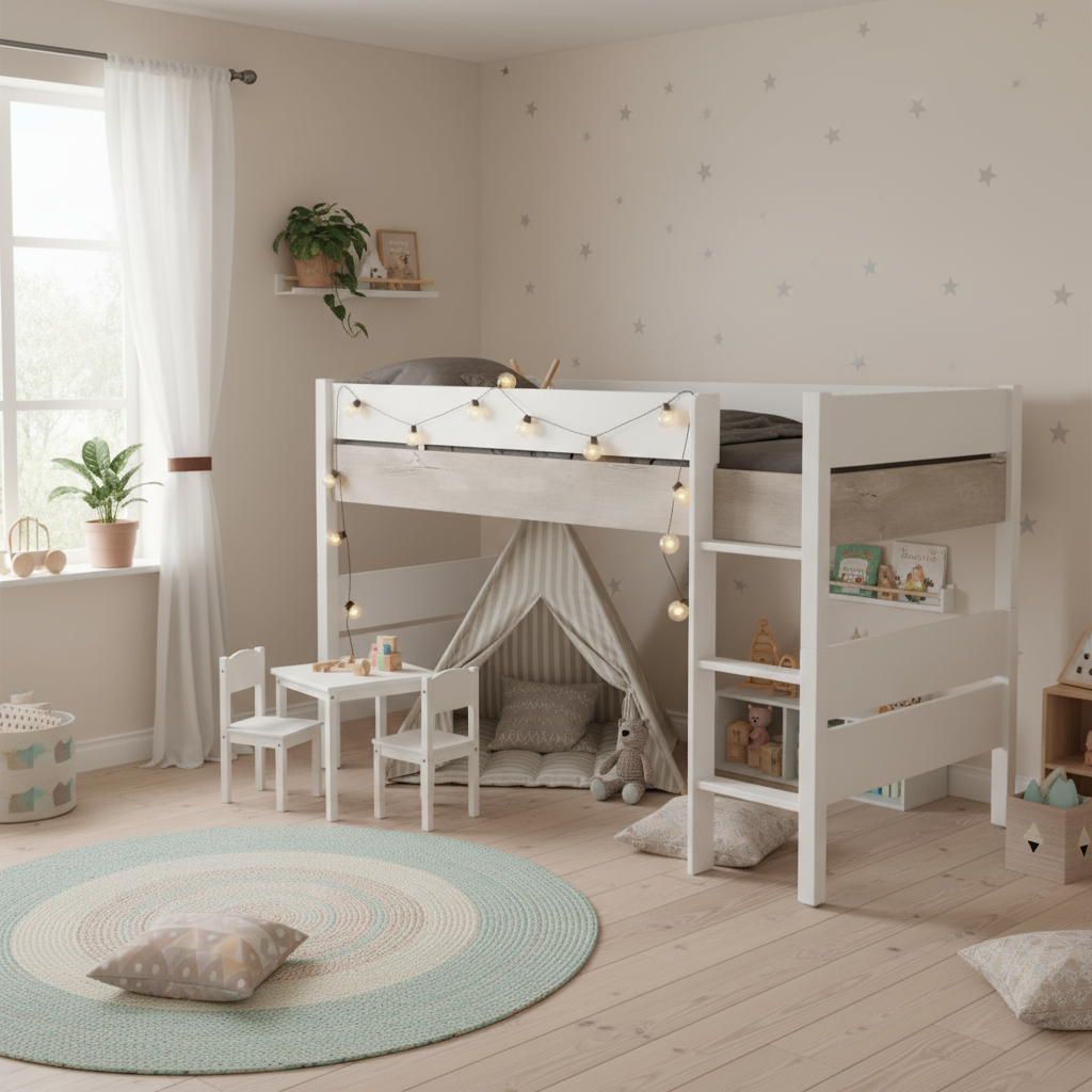 Halbhohes Bett Kira Nautik mit gerader Leiter, 120 x 200 cm 3