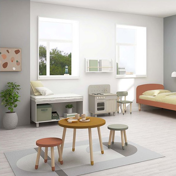 Kindertisch Dots Rund Senfgelb #2