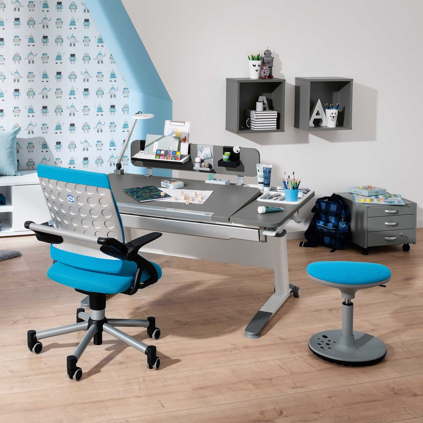 Bürostuhl Tio Silber Blau 3