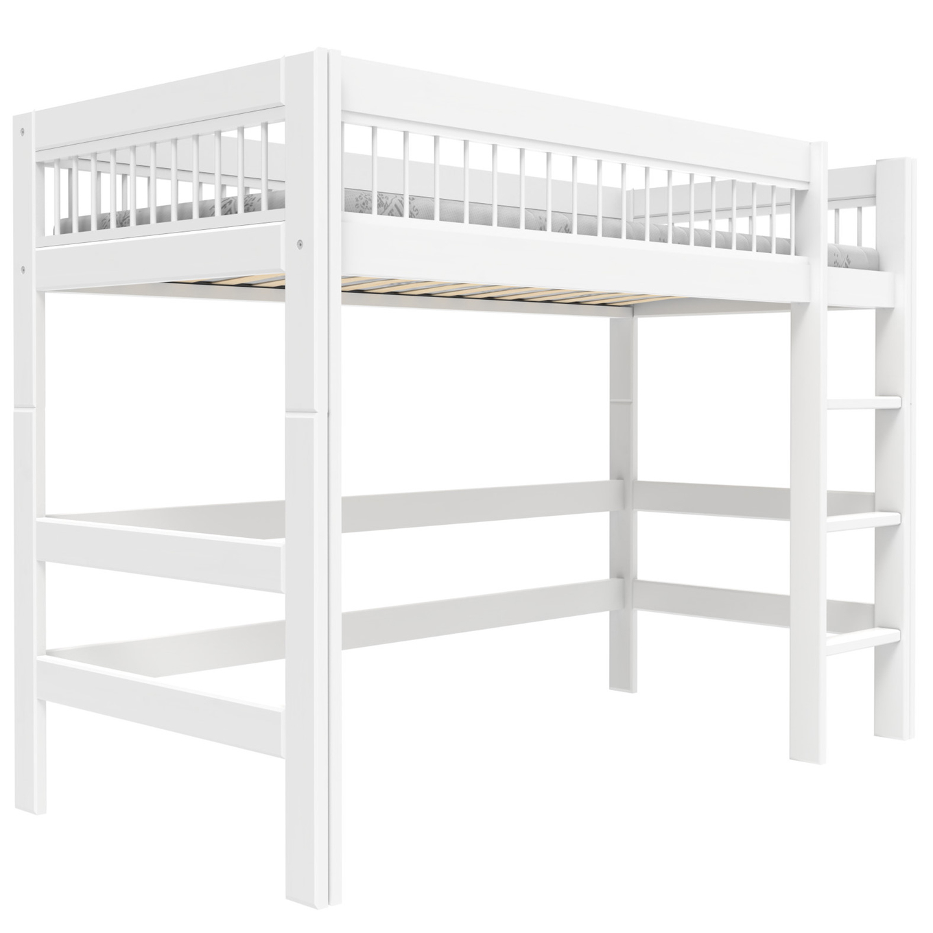 Mittelhohes Bett Breeze Lifetime Rollrost, mit gerader Leiter