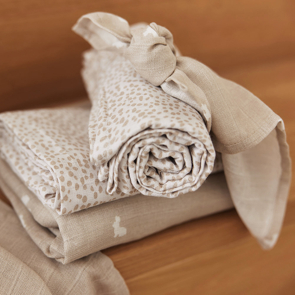 Spucktücher Dotted Rabbit Nougat 2er Set 4