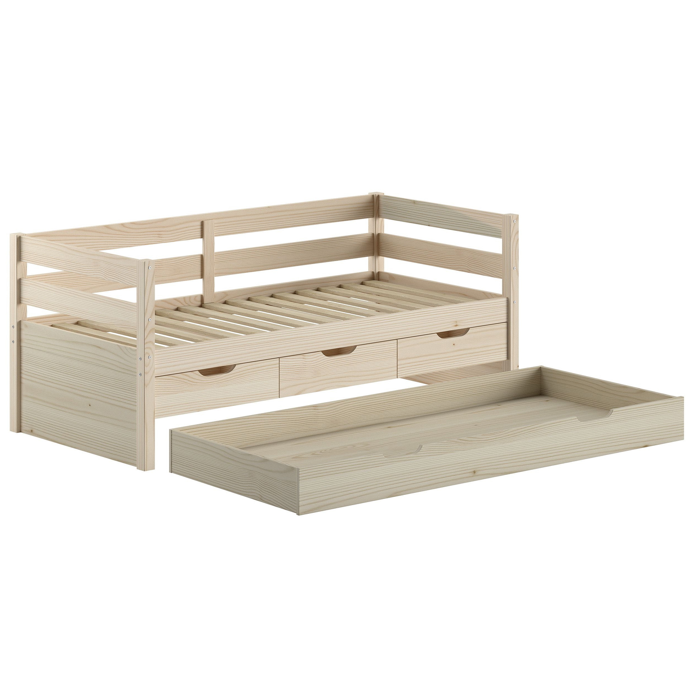 Kojenbett Margrit inkl. Schubladen und Ausziehkasten Natur 4