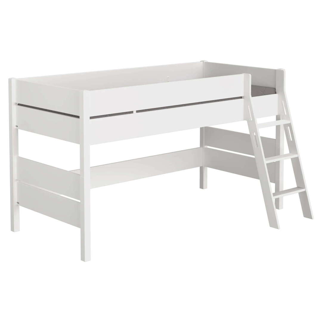 Halbhohes Bett Tiago Weiss, mit Schrägleiter, 120 x 200 cm
