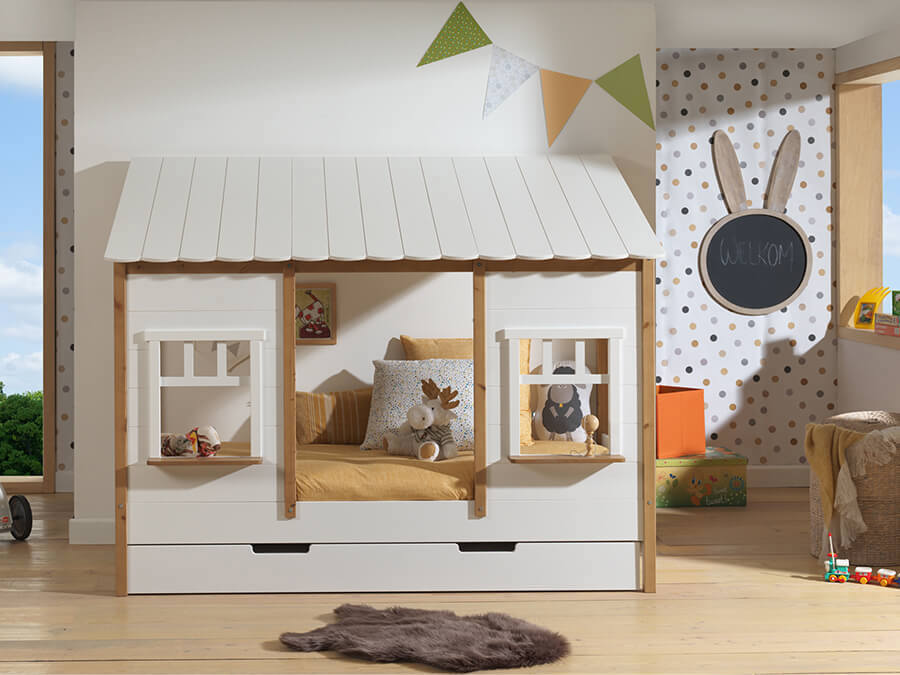 Hausbett mit Dach Kiefer 4