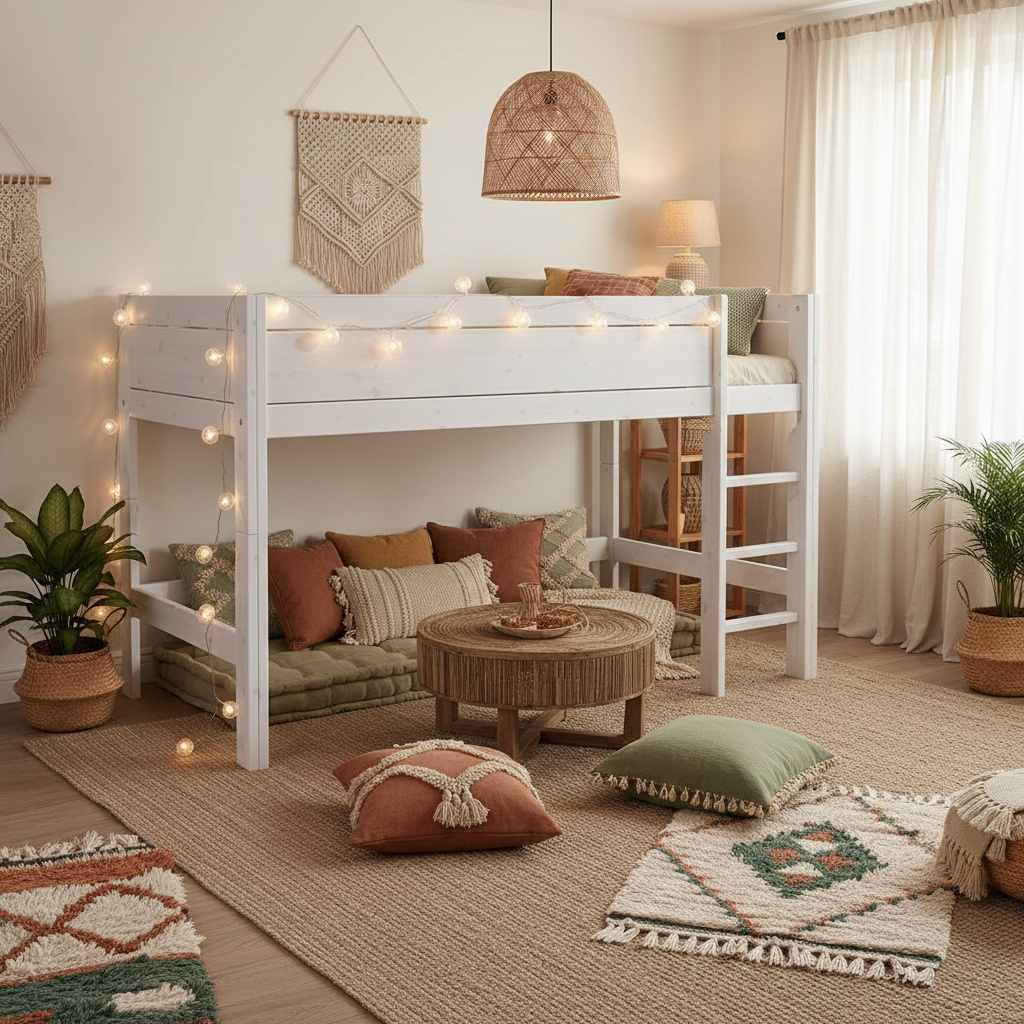 Halbhohes Bett Lifetime Rollrost, Weiss lasiert 4