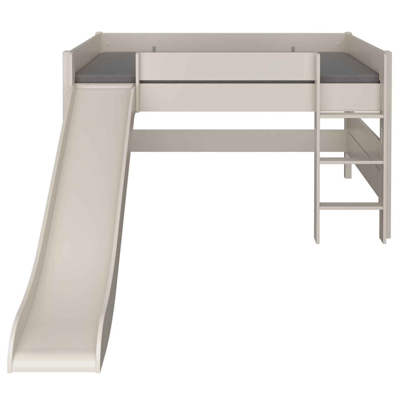 Halbhohes Bett Tiago mit Rutsche Beige, mit gerader Leiter, 120 x 200 cm #2