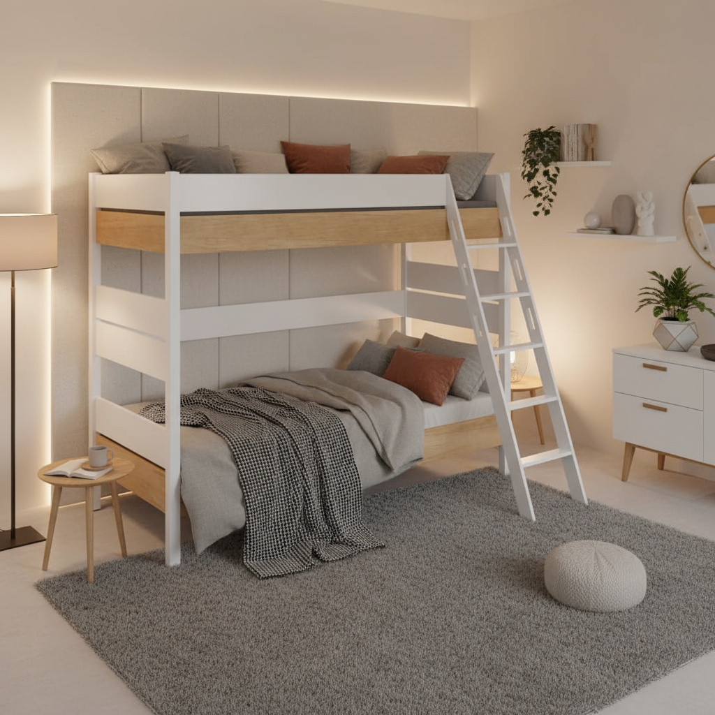 Hohes Etagenbett Kira Nebraska mit Schrägleiter, 90 x 200 cm 3