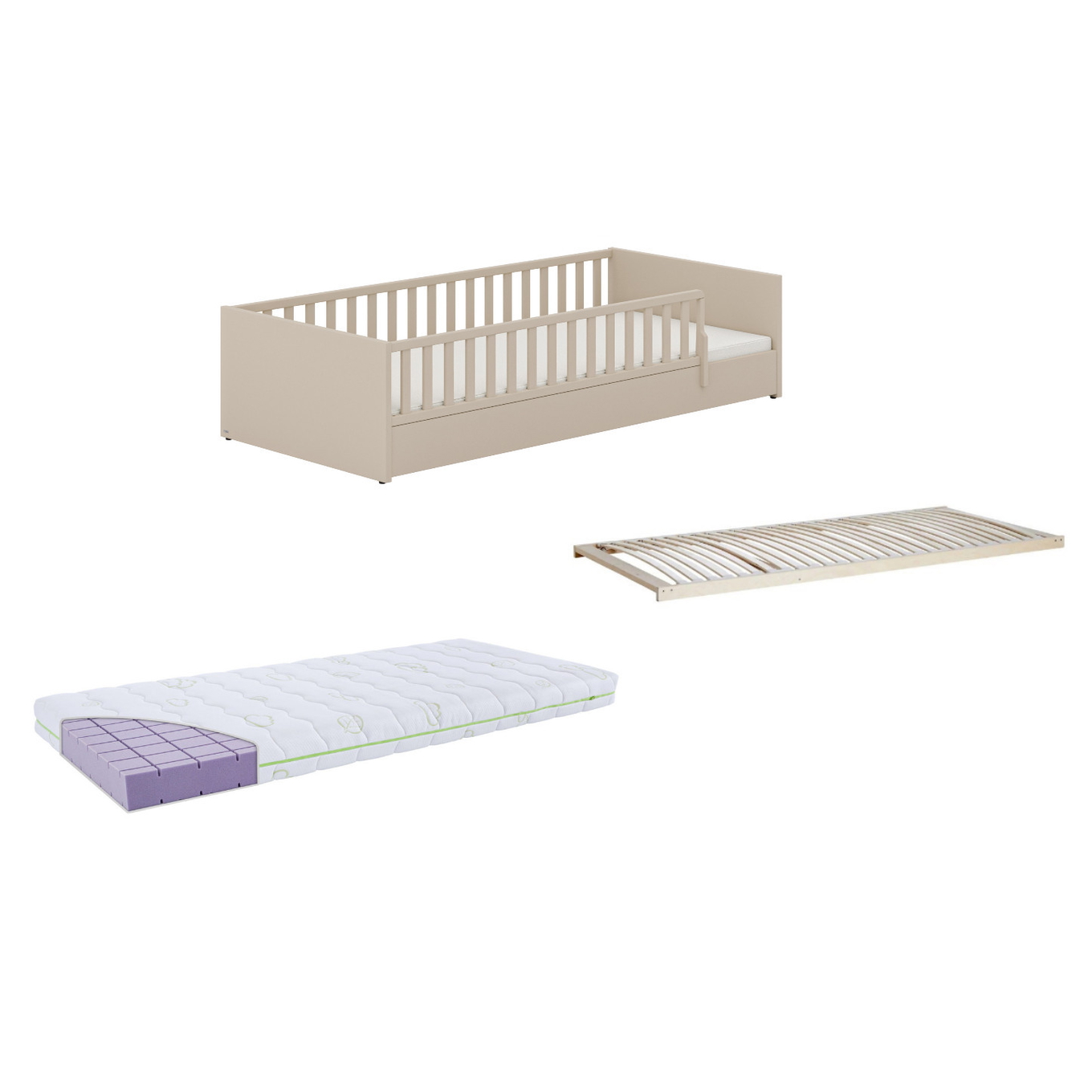 Bett Little Flo Basic Set Beige, 120 x 200 cm