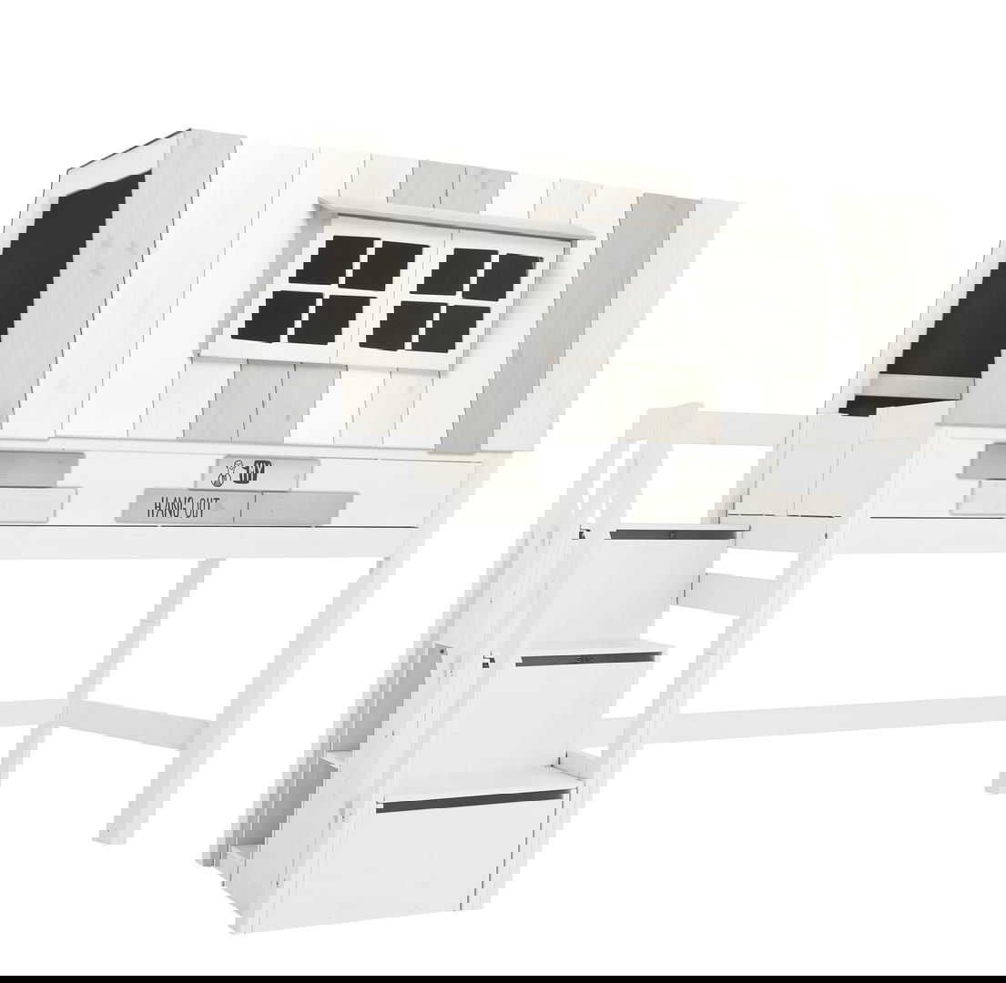 Halbhohes Abenteuerbett Hangout Rollrost, Weiss