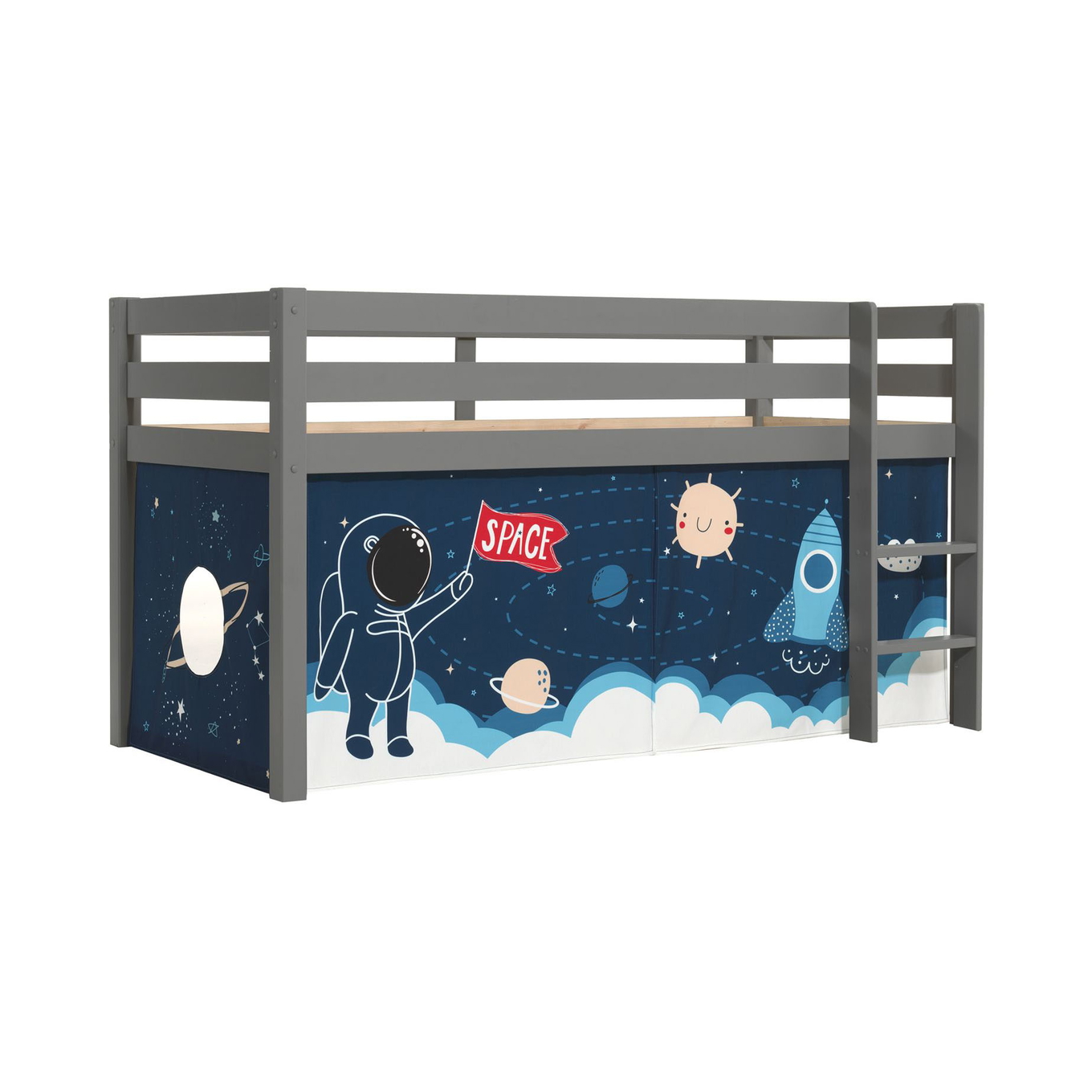 Halbhohes Bett Space Shuttle Grau