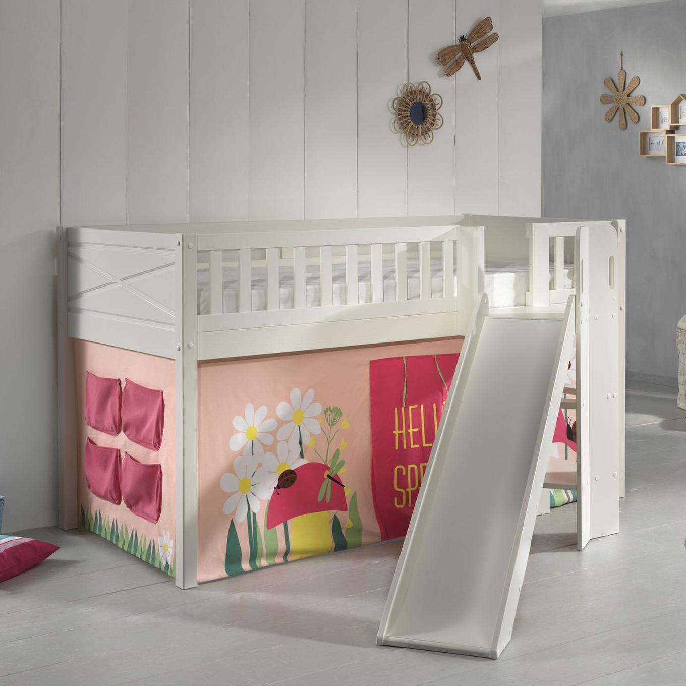 Halbhohes Bett Scott Spring mit Rutsche mit Spielvorhang #2