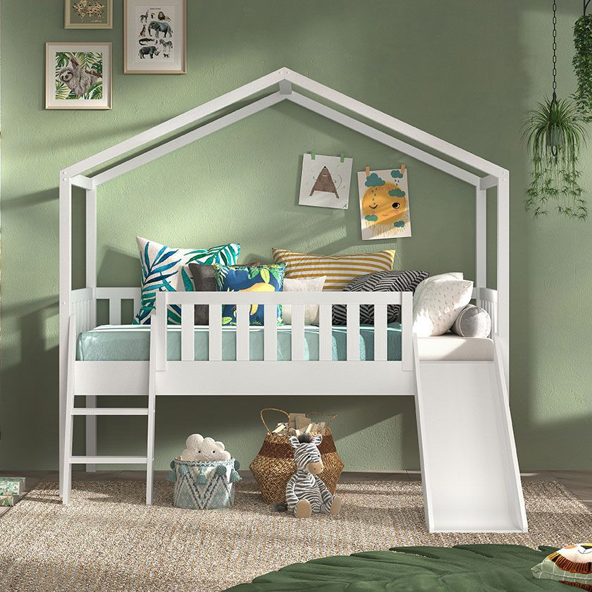 Hausbett Dallas mit Leiter und Rutsche Weiss #2