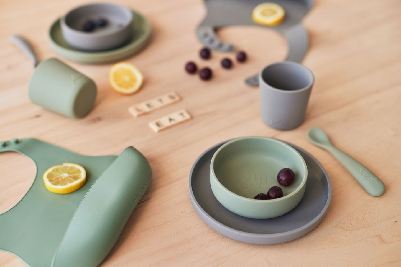 Geschirrset Silikon Ash Green 4