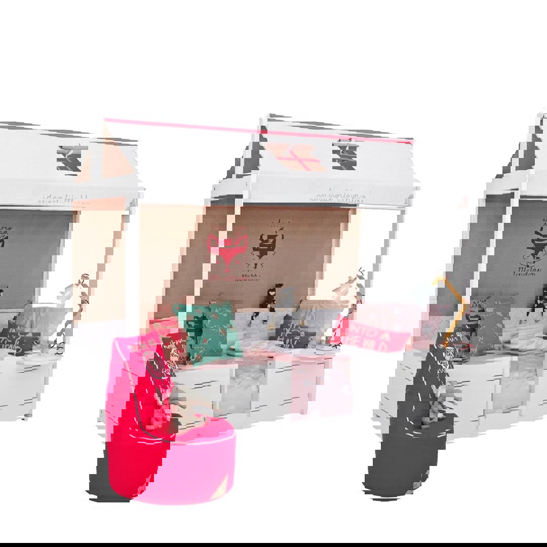 4 in 1 Bett mit Dachkonstruktion Deluxe Lattenrost, Weiss 4