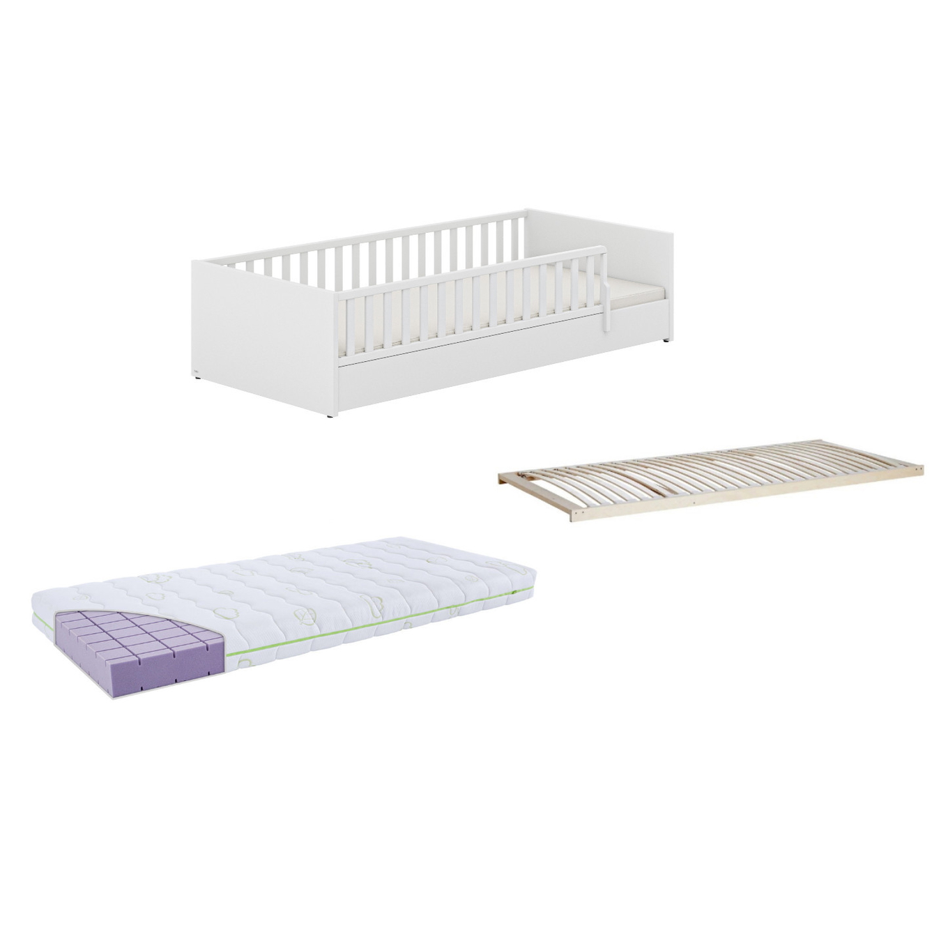 Bett Little Flo Basic Set Weiss, 120 x 200 cm