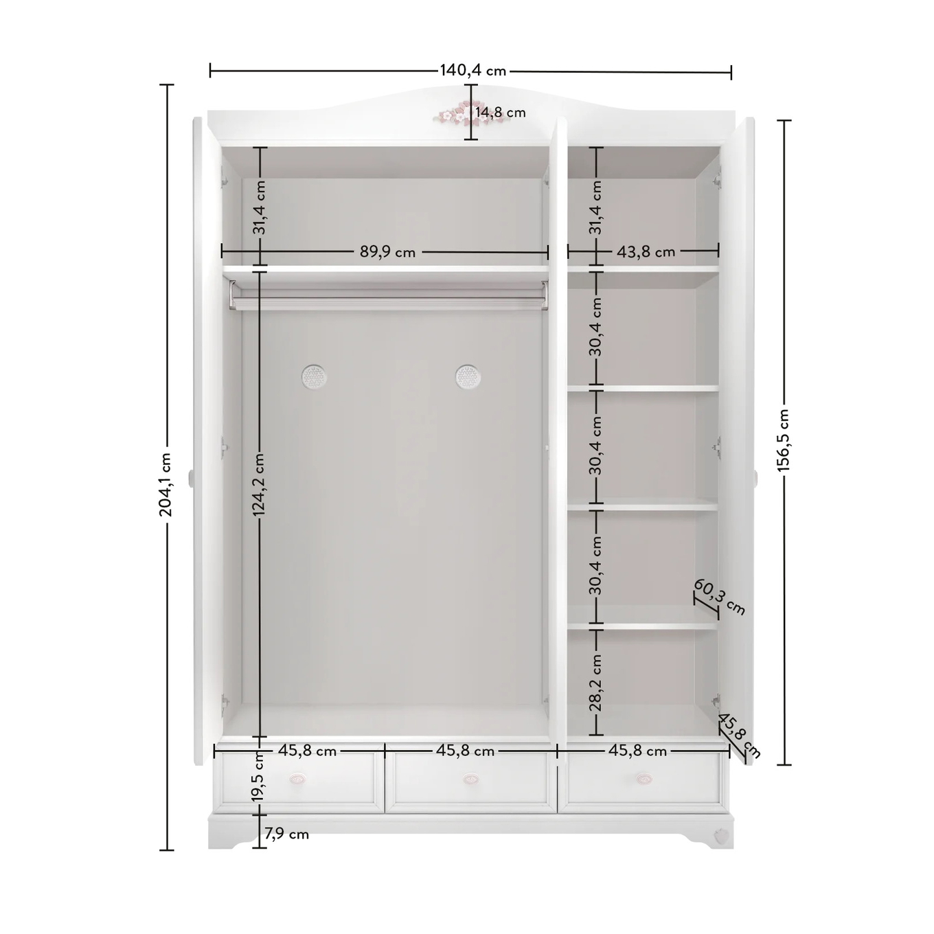 Kleiderschrank Rustik 3-türig 8