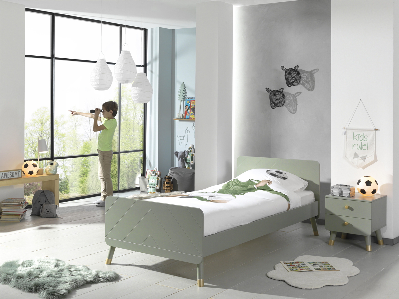 Bett und Nachttisch Billy 2-teilig Set Mint 3