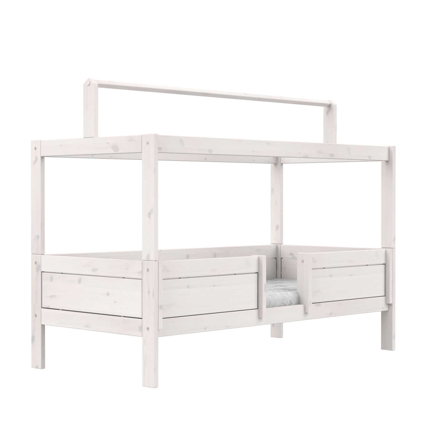 4 in 1 Bett mit Dachkonstruktion Deluxe Lattenrost, Weiss lasiert 5