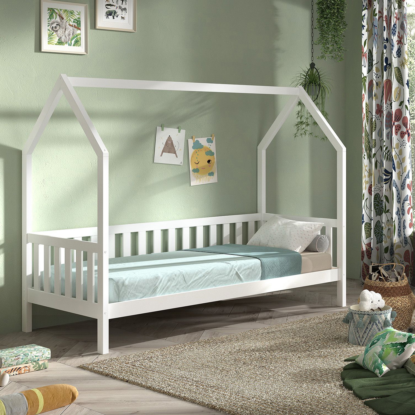 Hausbett Cabane mit Umrandung Weiss #2