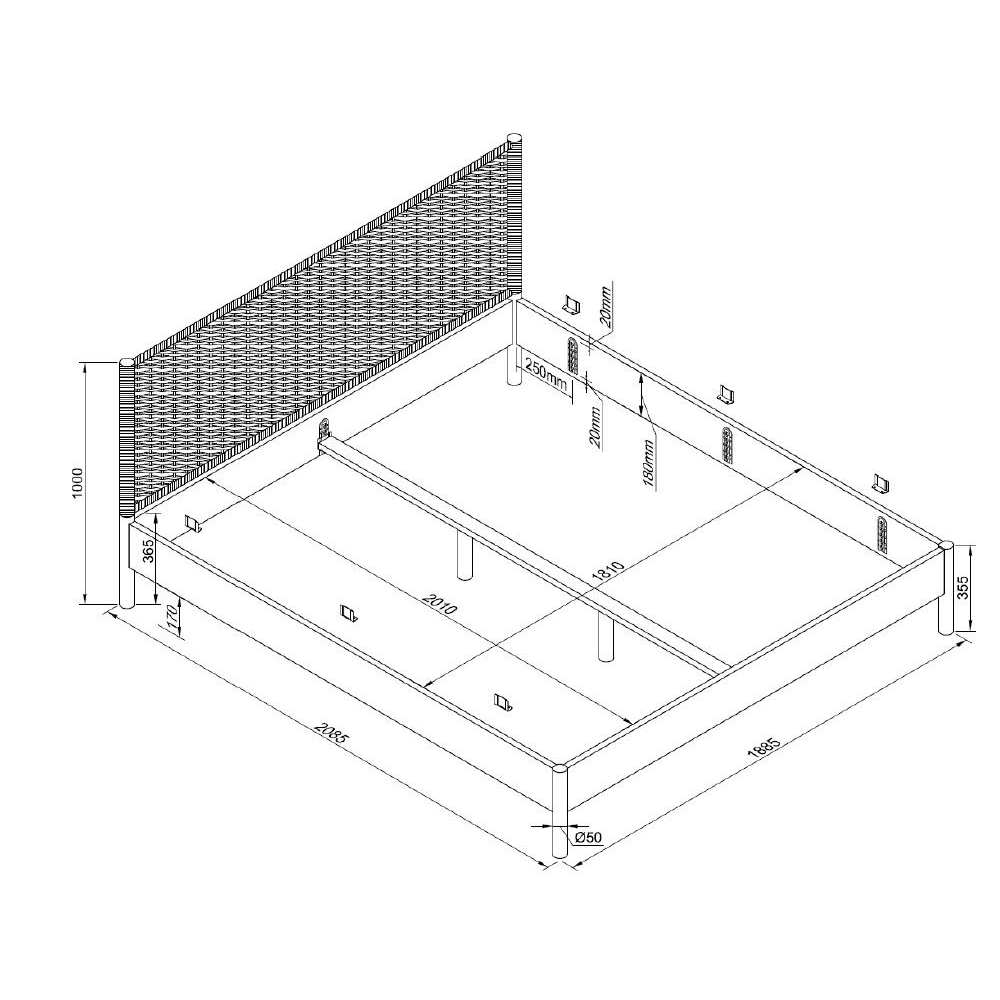 Bett Olive Rope 180 x 200 cm 3