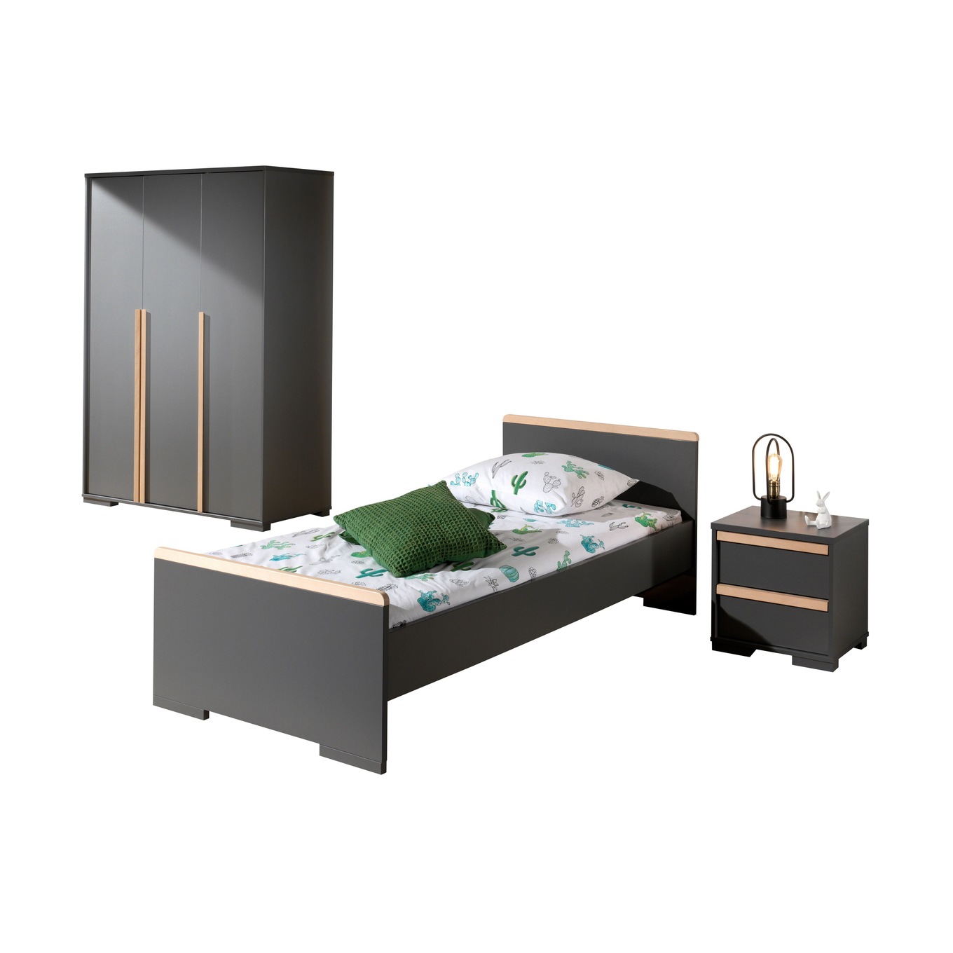 Kinderzimmer London 3-teilig Set Anthrazit, 3