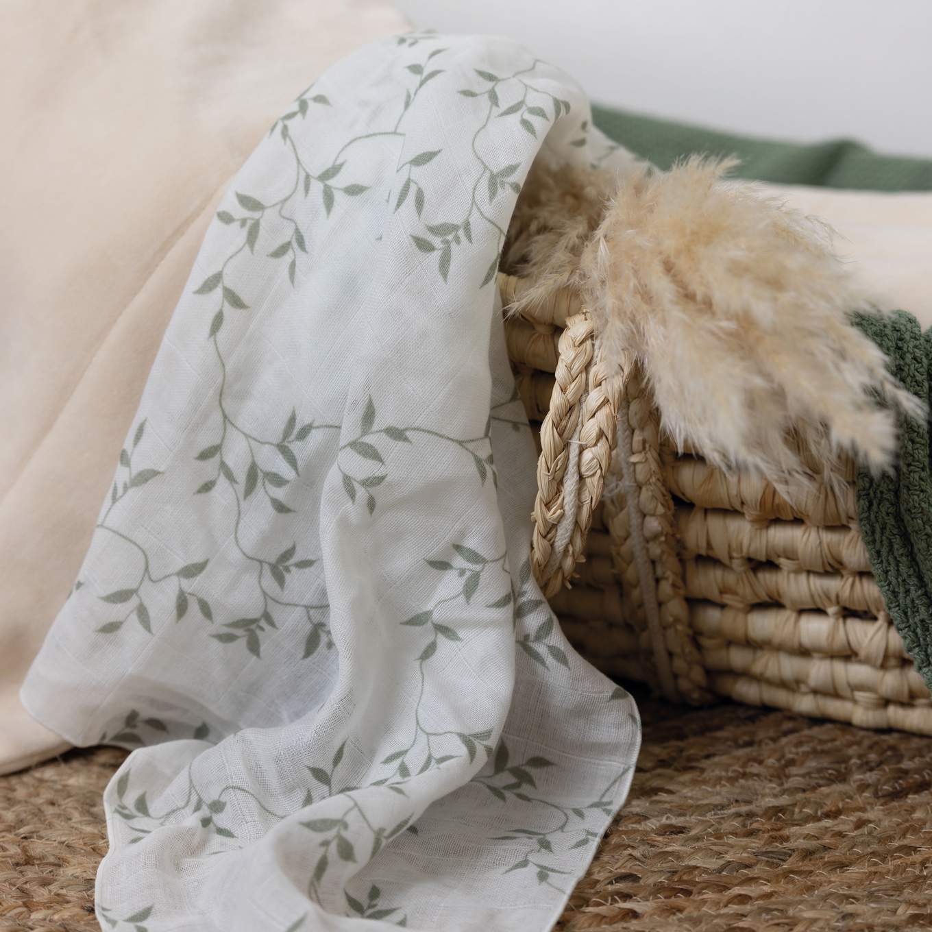 Gaze Spucktuch Jade Leaves #2