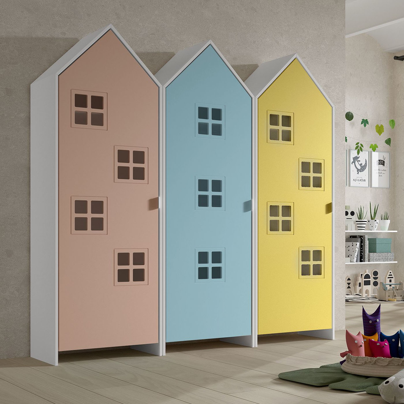 Schrank Casami Bruges 3-teilig Set Altrosa, Gelb, Türkis #2