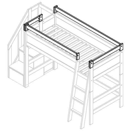 Sicherheitserhöhung geöffnet Seite & Front für Schrägleiter Weiss lasiert