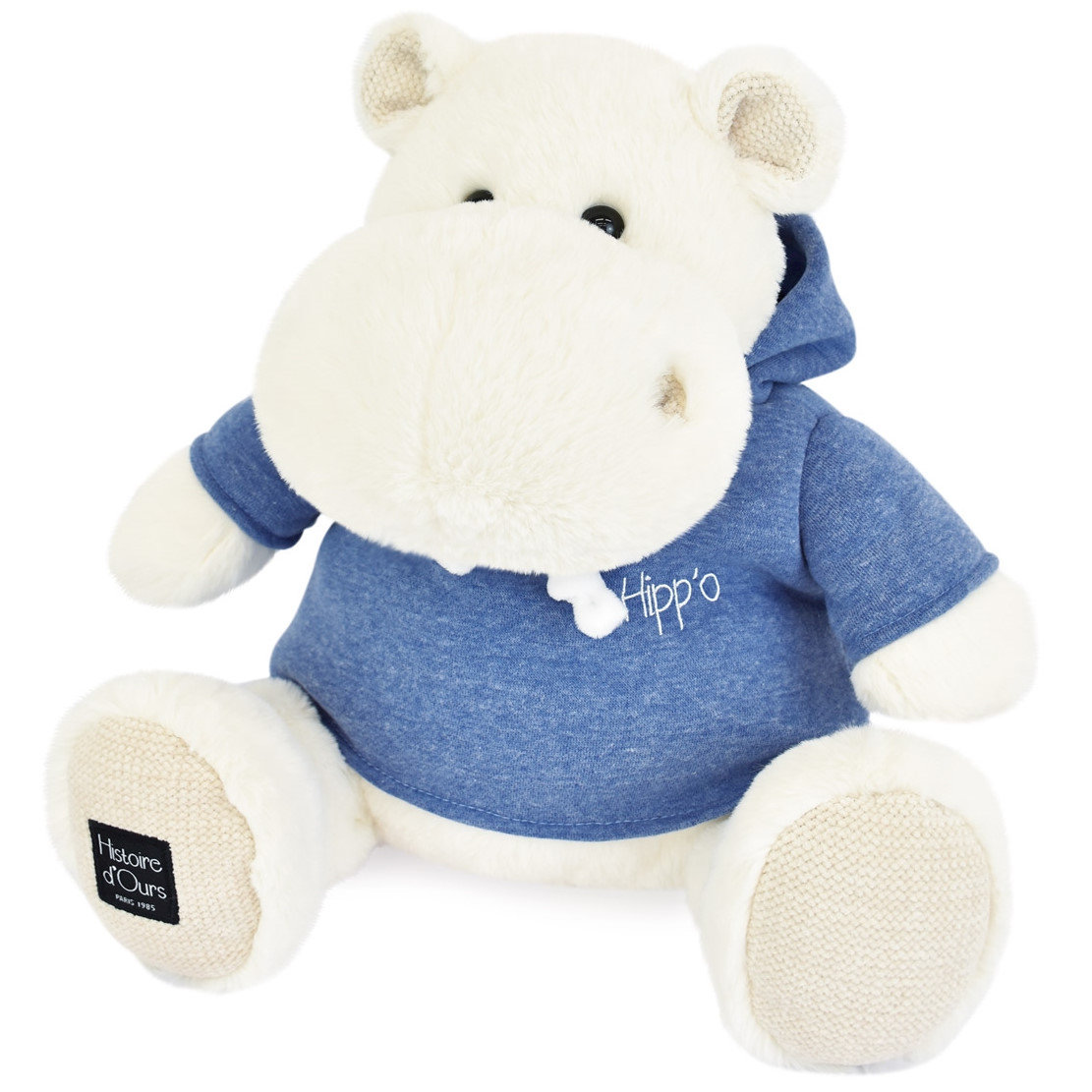 Hippo Weiss mit Sweatshirt 45cm