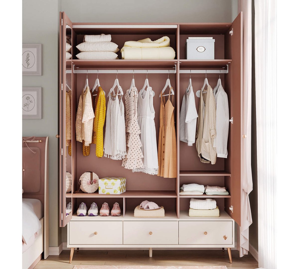Kleiderschrank Elegance 3-türig mit Spiegel 7
