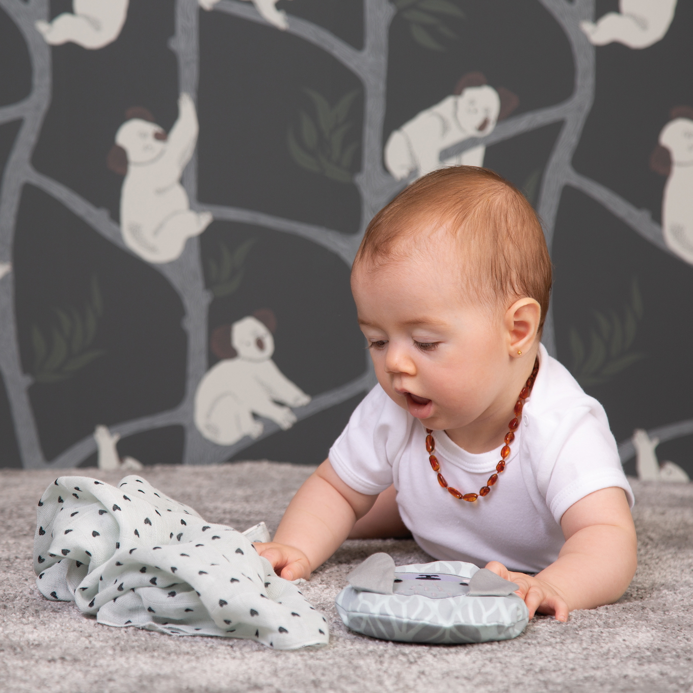 Gaze Spucktuch Grau Herze #2