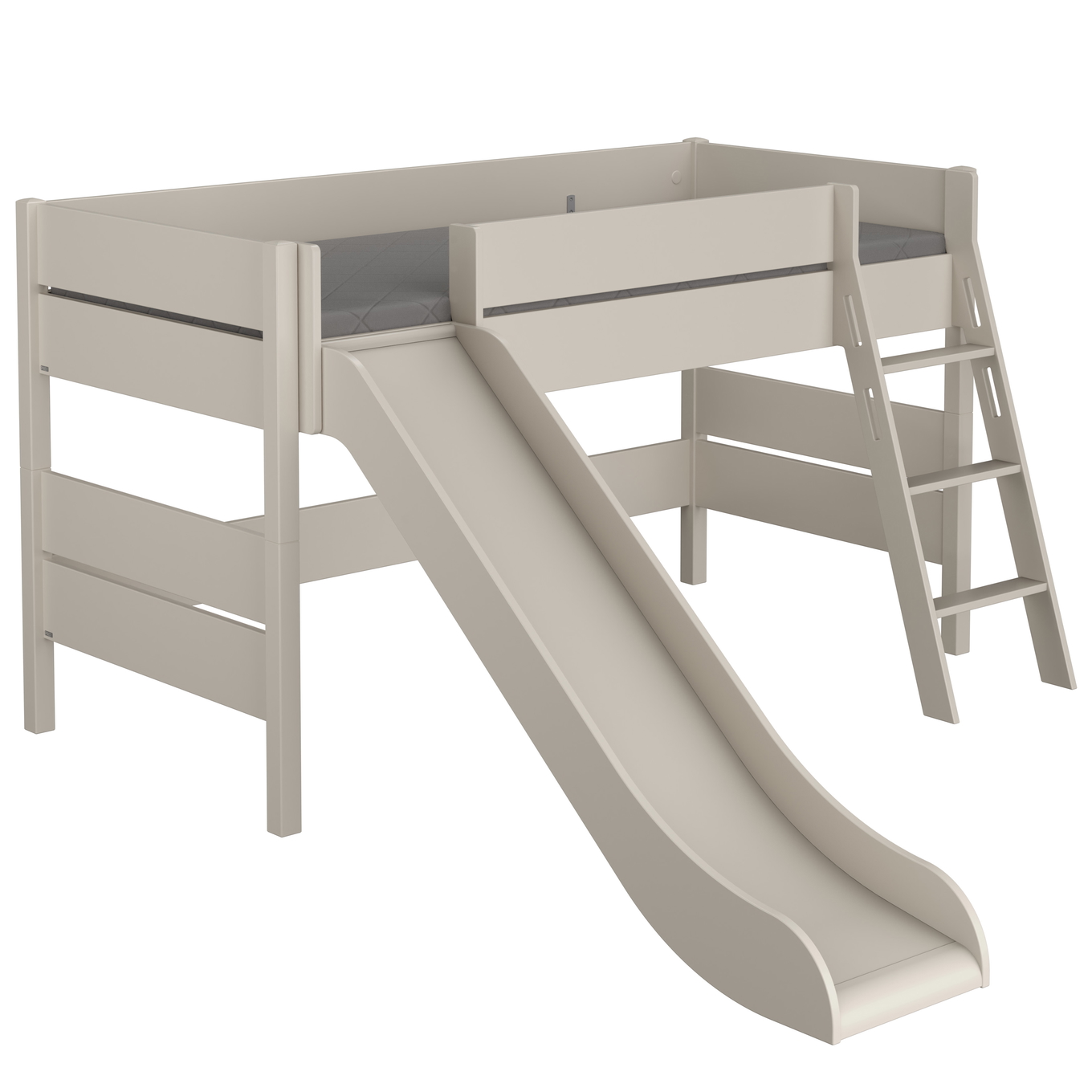 Halbhohes Bett Tiago mit Rutsche Beige, mit Schrägleiter, 90 x 200 cm