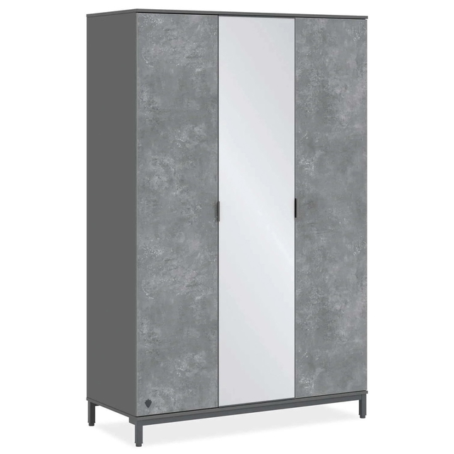 Kleiderschrank Space Gray 3-türig mit Spiegel