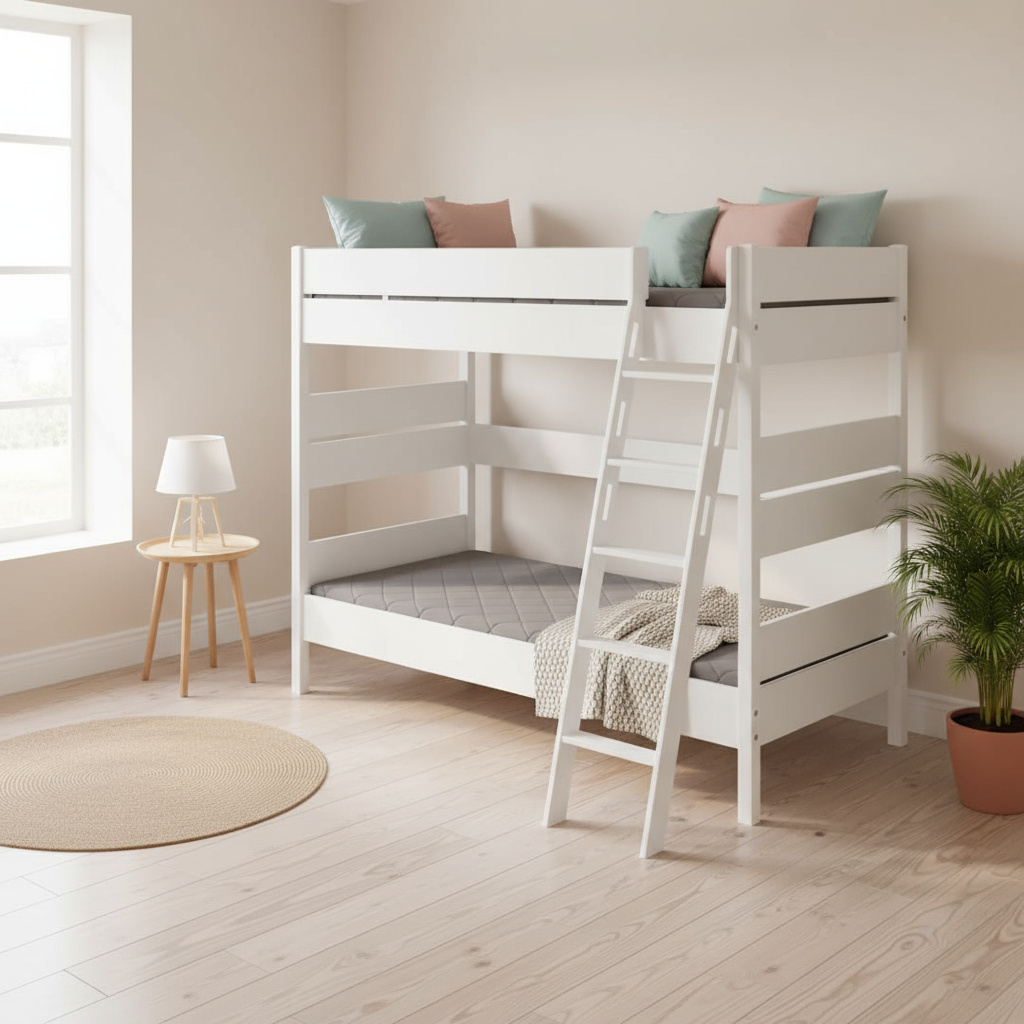 Hohes Etagenbett Tiago Weiss, mit Schrägleiter, 120 x 200 cm 6