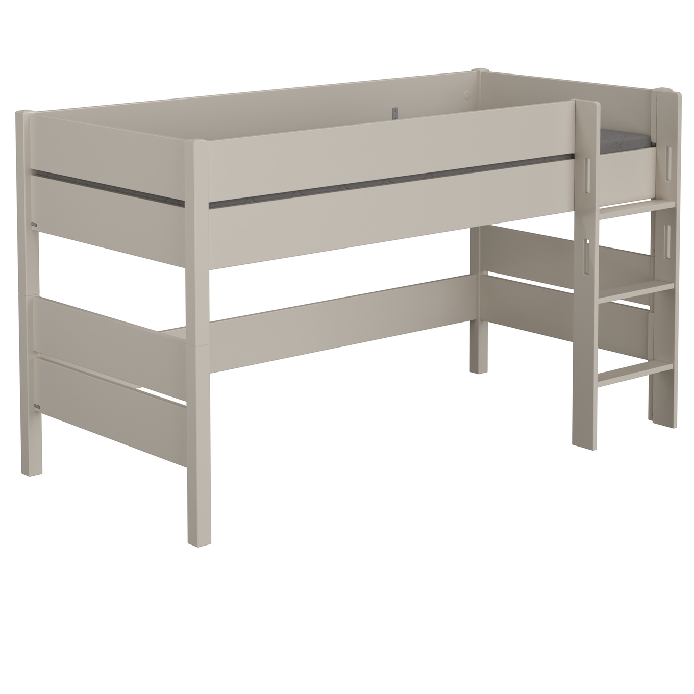 Halbhohes Bett Tiago Beige, mit gerader Leiter, 90 x 200 cm