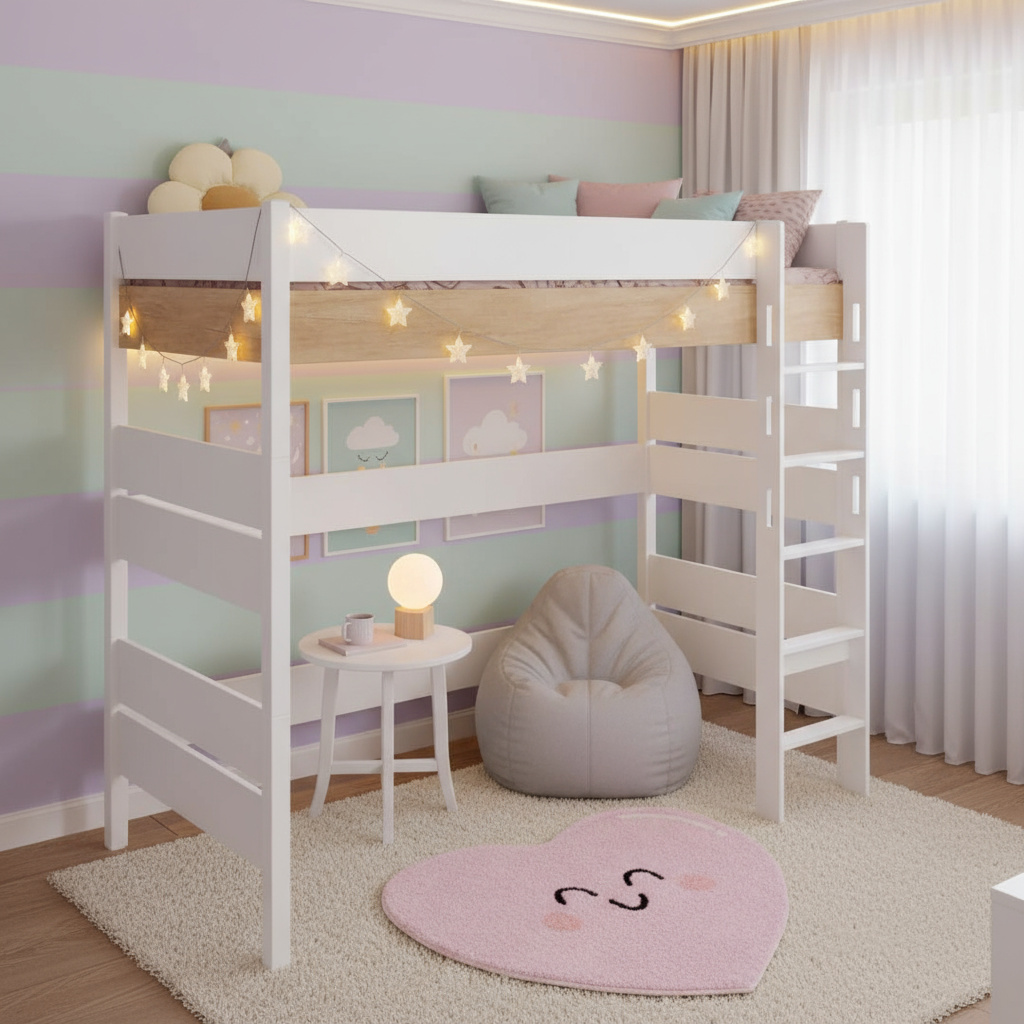 Hochbett Kira Nebraska mit gerader Leiter, 90 x 200 cm 3